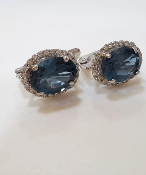 EARRINGS 18KT/0.19CT SI-VSG /2.94CT LONDON BLUE TOPAZ