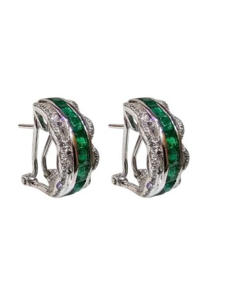 EARRINGS 18KT/ 0.21CT VS-G/1.59CT EMERALD
