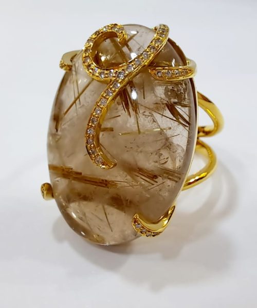 RING 18KT VSG 0.20CT/RUTILATED QUARTZ