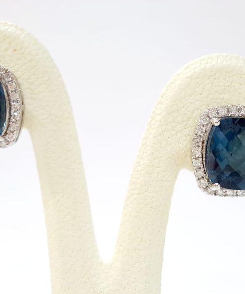 EARRINGS 18KT/0.52CT VSG/7.06CT LONDON BLUE TOPAZ