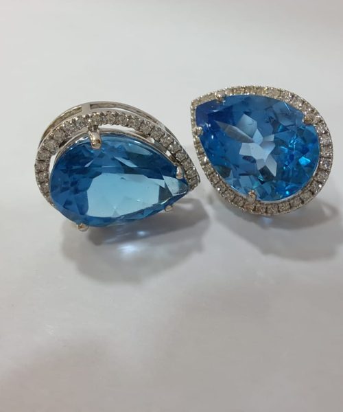 EARRINGS 18KT VSG 0.43CT/13.03CT B.TOPAZ