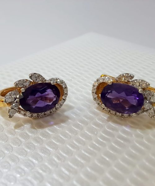 EARRINGS 18KT/ VSG 0.19CT/ 1.38CT AMETHYST