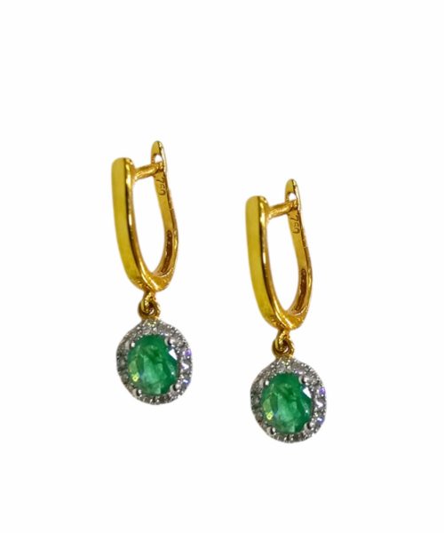EARRINGS 18KT/ VSG 0.15CT/ 0.68CT EMERALD