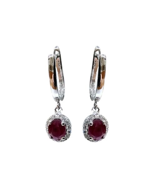 EARRINGS 18KT/ 0.15CT VSG/ 0.48CT RUBY