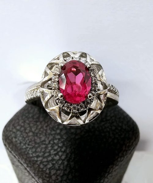 RING SILVER/ SYNTHETIC RUBY