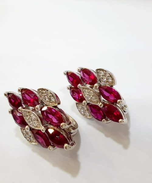 EARRINGS SILVER SYNTH RUBY