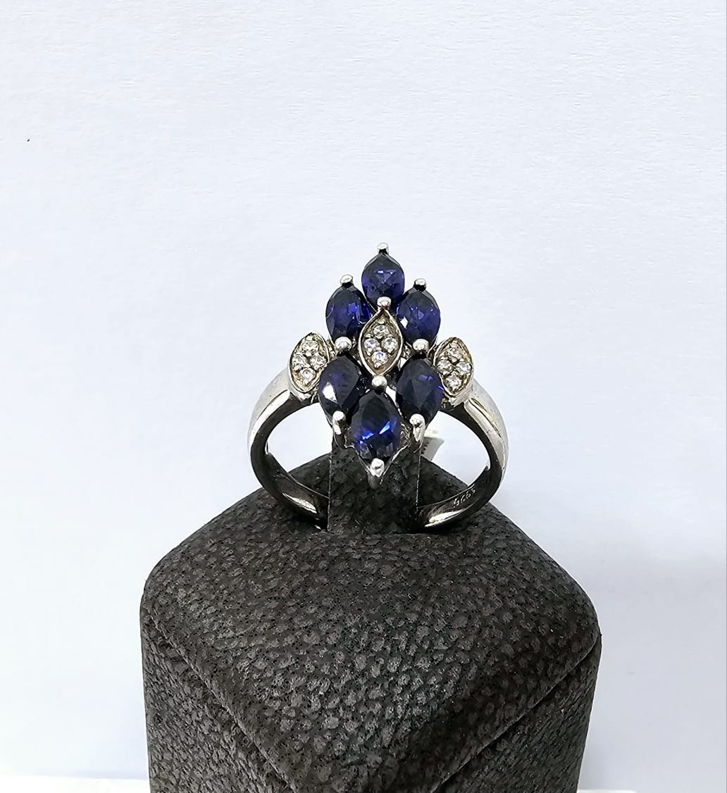 RING SILVER/ SYNTHETIC SAPPHIRE - Image 2