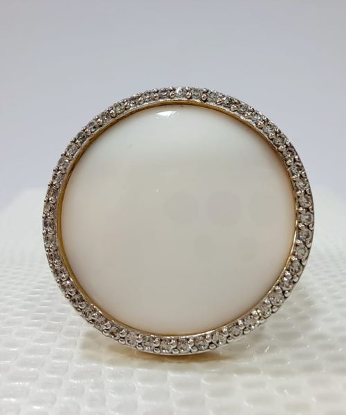 RING SILVER / AGATE/ CUBIC ZIRCONIA