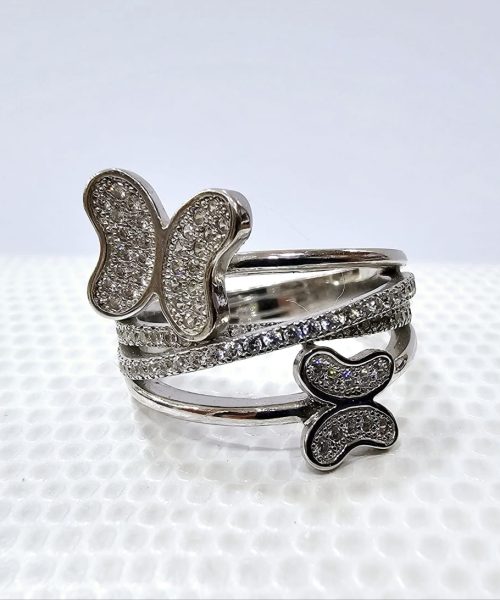 RING SILVER/ BUTTERFLIES/ CUBIC ZIRCONIA