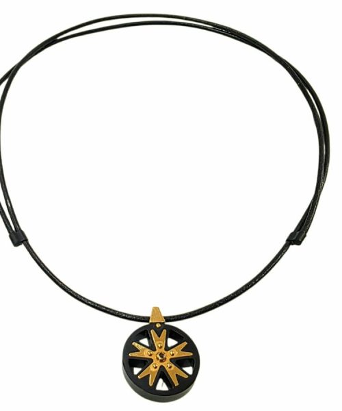 NECKLACE SILVER/ LEATHER/ CERAMIC