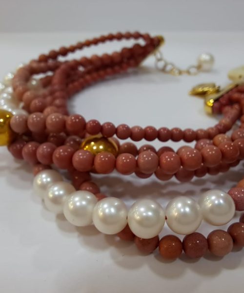 BRACELET 18 KT CORAL PEARLS