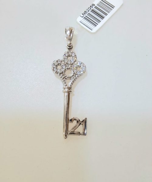 PENDANT KEY 9KT CZ