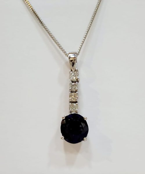 PENDANT 18KT/ 0.12CT VSG/ 1.5CT SAPPHIRE