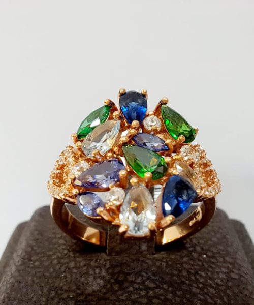 RING SILVER/ MULTICOLOR CUBIC ZIRCONIA