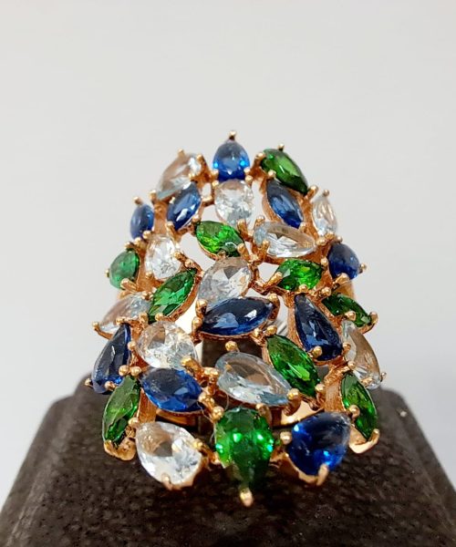 RING SILVER/ MULTICOLOR CUBIC ZIRCONIA