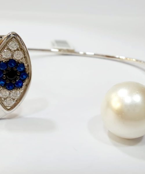 BANGLE SILVER/ EYE/ PEARL