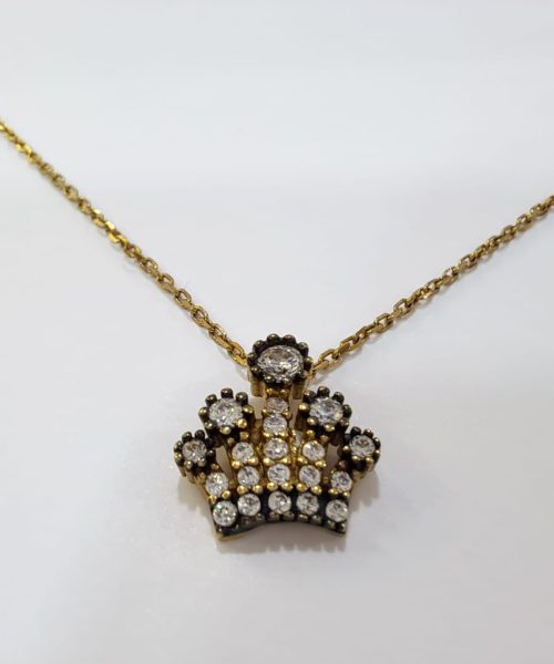 NECKLACE 9KT CROWN/ CUBIC ZIRCONIA