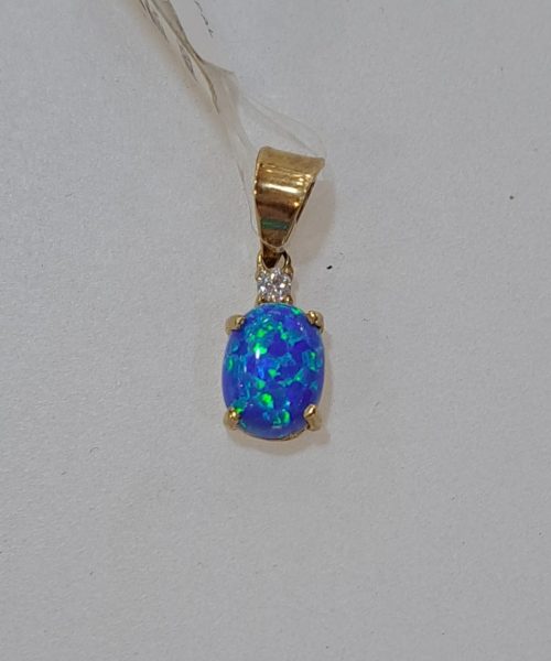 PENDANT 9K B.OPAL CZ