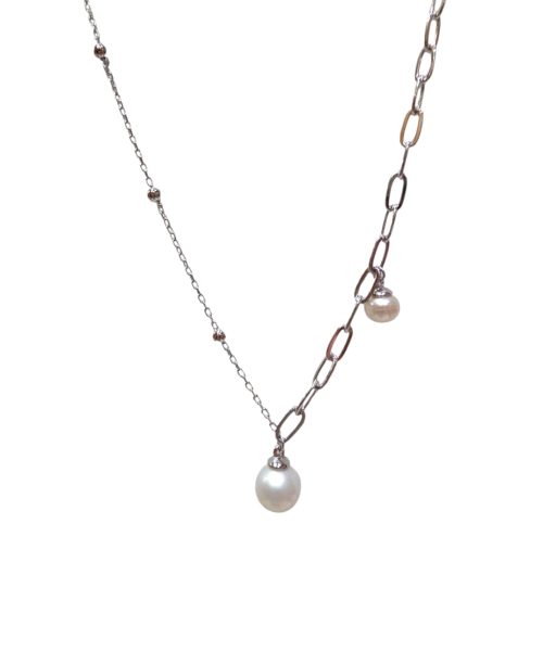 NECKLACE SILVER/ CULTURED PEARL