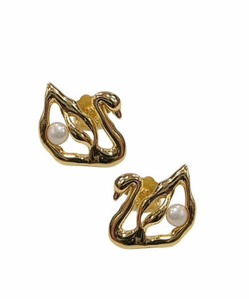 EARRINGS SILVER/ CULTURED PEARL/ SWAN