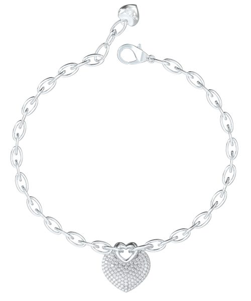 GUESS STEEL CRAZY IN LOVE JUBB05214JWRHL Silver Bracelet With Heart With Stones