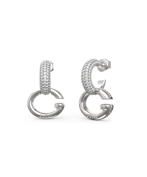 GUESS STEEL OH MY G JUBE04521JWRHT/U Silver Hoops With Pendant Logo