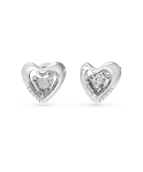 GUESS STEEL BELOVED JUBE05024JWRHT/U Silver Heart Earrings With Stone