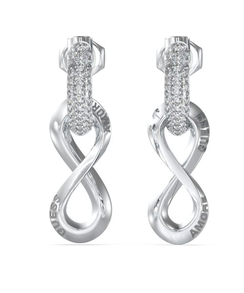 GUESS STEEL GUESS AMORE JUBE05051JWRHT/U Silver Earrings With Infinity And Logo