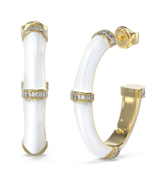 GUESS STEEL BAMBOO JUBE05156JWYGWHT/U Two-tone Hoops With Stones