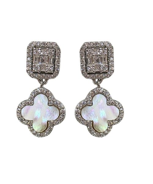 EARRINGS SILVER/ CLOVER/ MOTHER OF PEARL