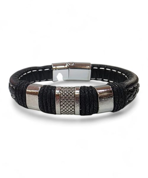 BRACELET STAINLESS STEEL LEATHER