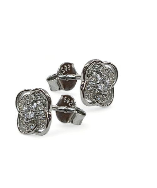 EARRINGS SILVER/ FLOWER/ CUBIC ZIRCONIA