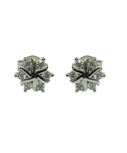 EARRINGS SILVER/ FLOWER/ CUBIC ZIRCONIA