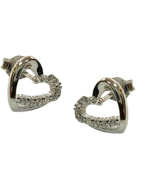 EARRINGS SILVER/ HEART/ CUBIC ZIRCONIA