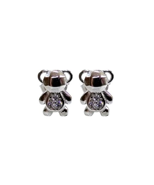 EARRINGS SILVER/ BEAR/ CUBIC ZIRCONIA