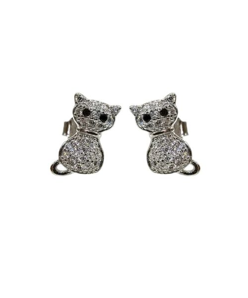 EARRINGS SILVER/ CAT/ CUBIC ZIRCONIA