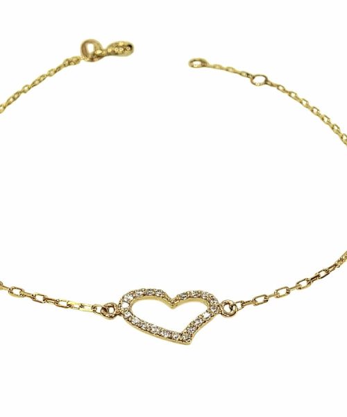 BRACELET 9KT/ HEART/ CUBIC ZIRCONIA