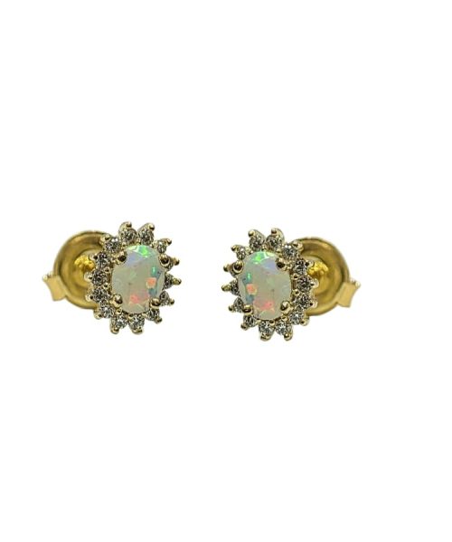 EARRINGS 9KT /OPAL/ CUBIC ZIRCONIA