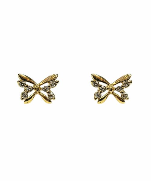 EARRINGS 9KT/ BUTTERFLY/ CUBIC ZIRCONIA