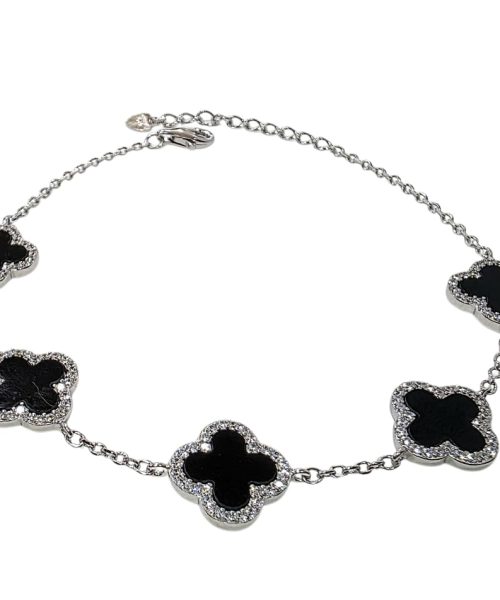 BRACELET SILVER/ CLOVER/ BLACK ONYX/ CUBIC ZIRCONIA