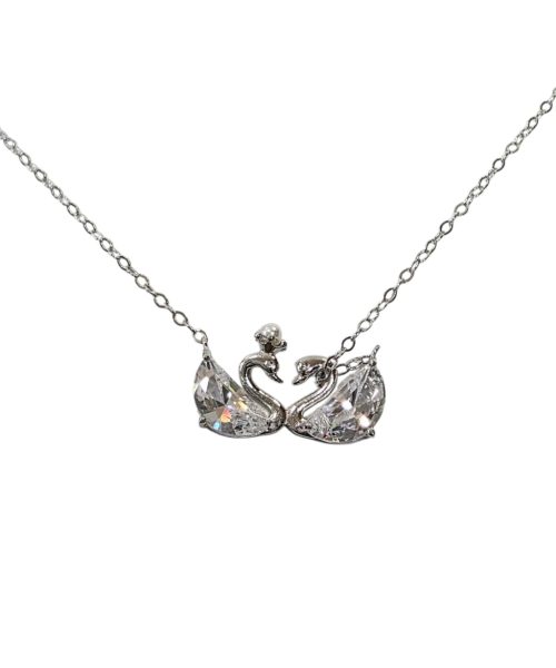 NECKLACE SILVER/ SWANS/ CUBIC ZIRCONIA