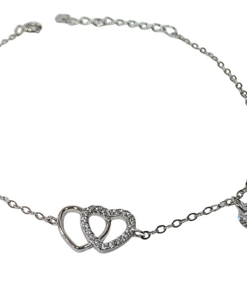 BRACELET SILVER/ HEARTS/ CUBIC ZIRCONIA