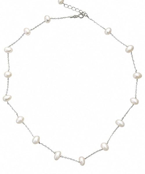 NECKLACE SILVER/ CULTURED PEARL