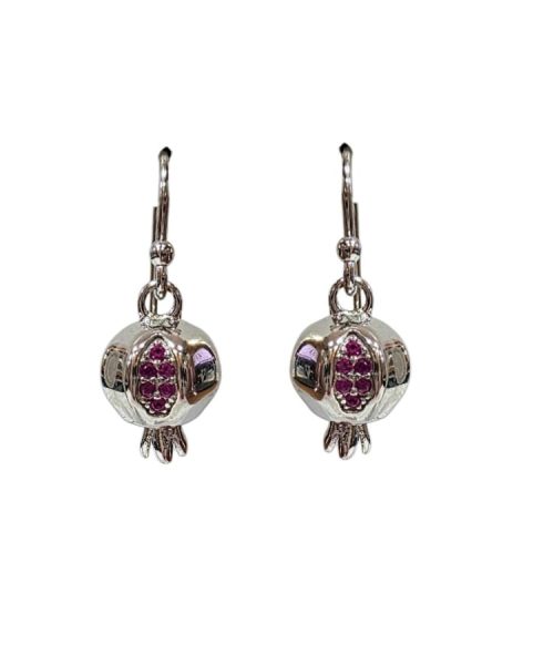 EARRINGS SILVER/ CUBIC ZIRCONIA/ POMIGRANATE