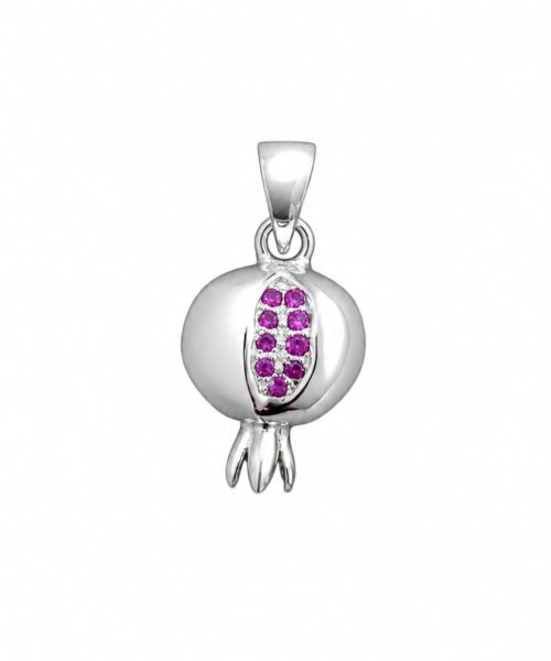 PENDANT SILVER/ CUBIC ZIRCONIA/ POMIGRANATE