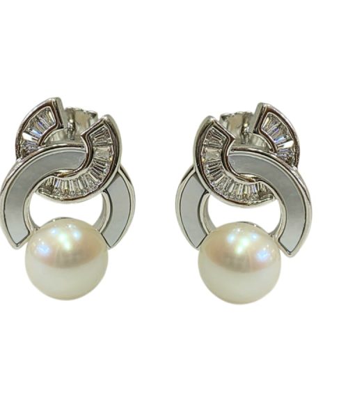 EARRINGS SILVER/ CULTURED PEARL/ MOTHER OF PEARL