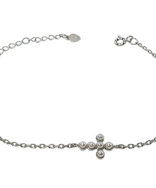 BRACELET SILVER/ CROSS/ CULTURED PEARL