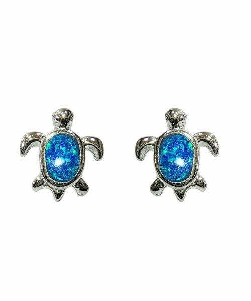 EARRINGS SILVER/ BLUE OPAL/ TURTLE