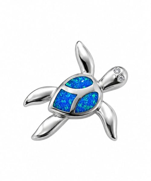 PENDANT SILVER/ BLUE OPAL/ TURTLE