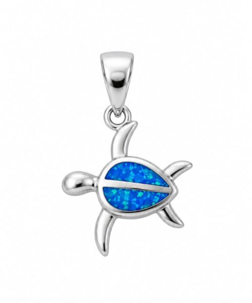 PENDANT SILVER/ BLUE OPAL/ TURTLE